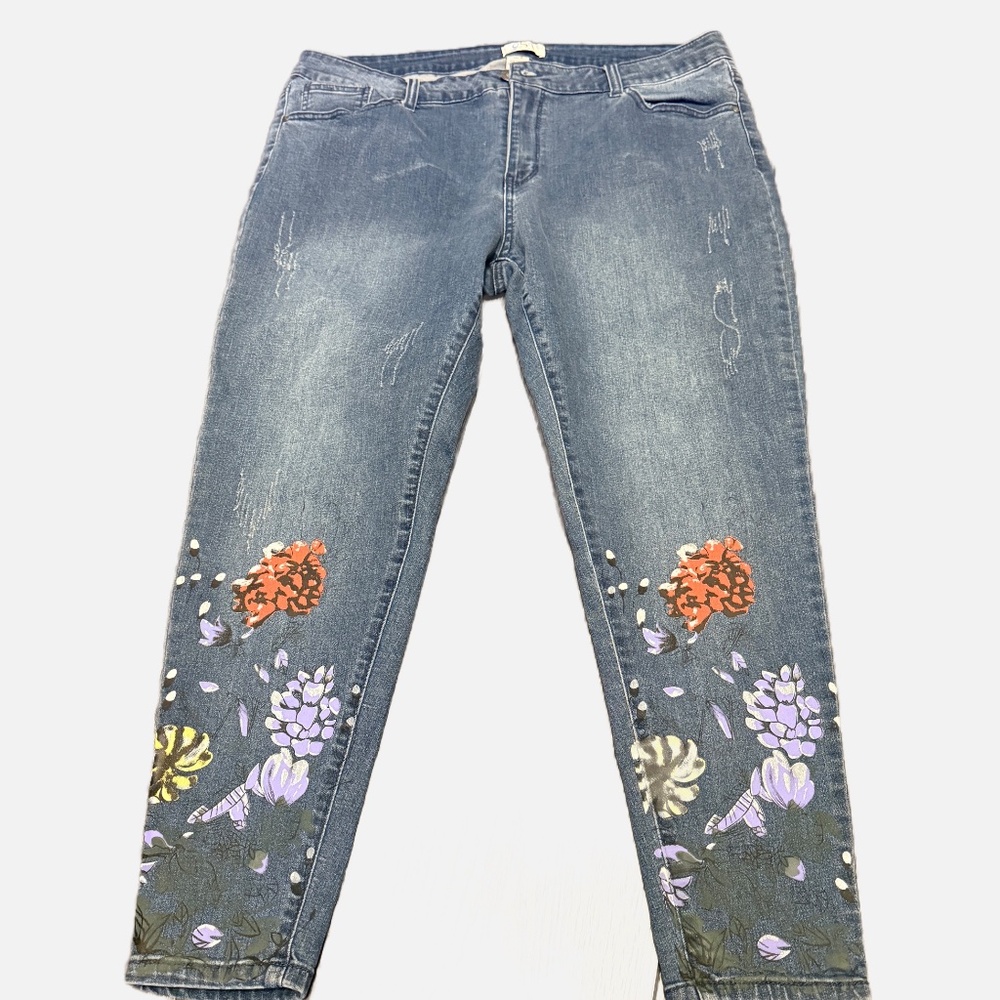 OSO painted floral jeans